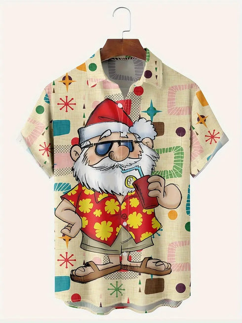 Men's Christmas Funny Graphic Short Sleeve Hawaiian Shirt